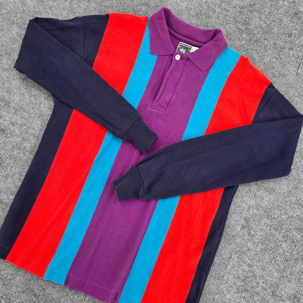 Vintage McIntosh & Seymour Rugby Shirt Mens Medium Striped Long Sleeve USA Made